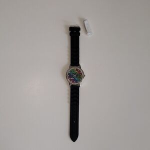 Kids Rainbow Leopard Print Watch with Rhinestone Bezel
